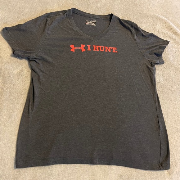 Under Armour Women's I Hunt V-Neck T-Shirt Gray XL Extra Large Loose Fit Tee - Picture 1 of 8